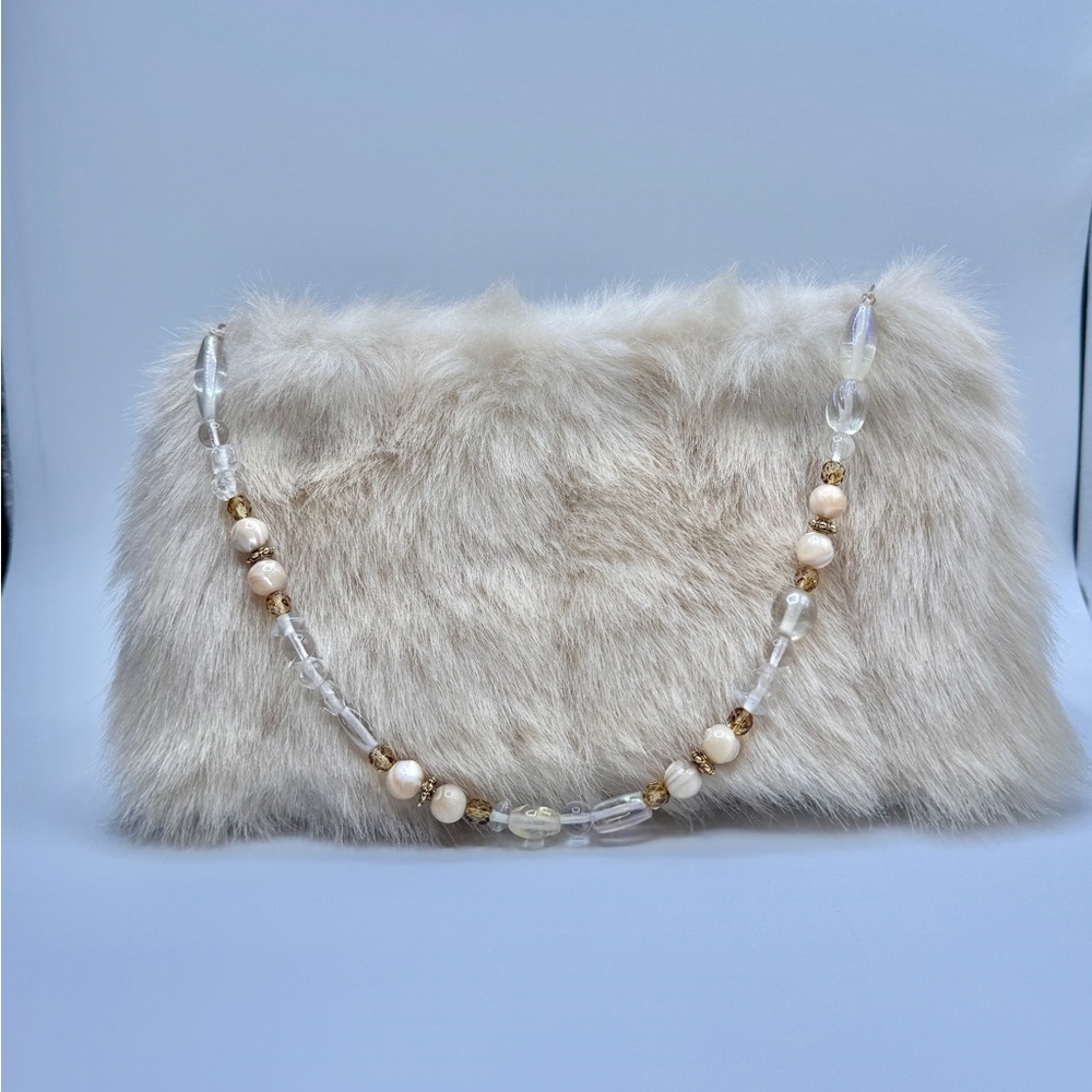 Elegant Faux Fur Clutch with Beaded Strap